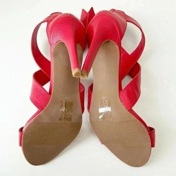 Le Chateau Strappy Leather Sandals High Heel Stilettos Red Size 7.5 - Picture 8 of 15